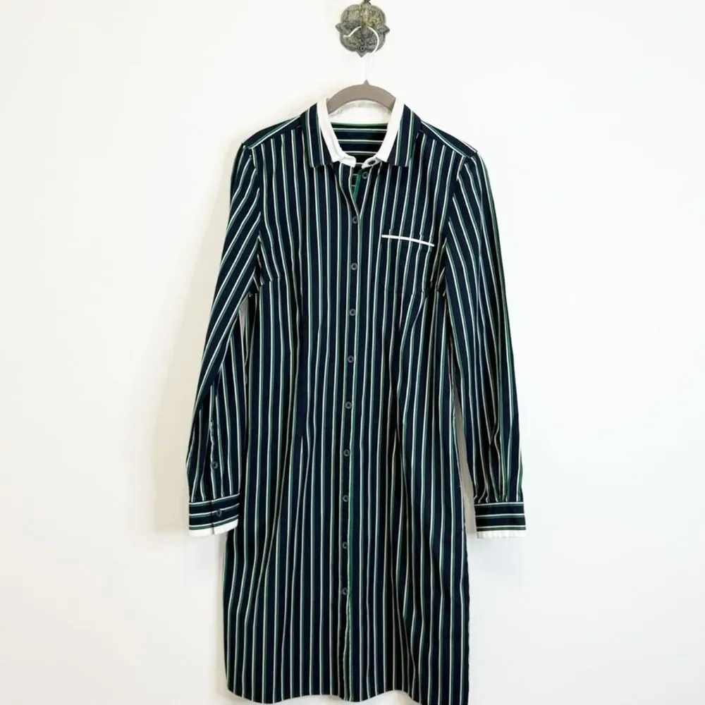 Brooks Brothers Blue Stripe Shirt Dress Preppy Button Down Cotton Women’s Size 2
